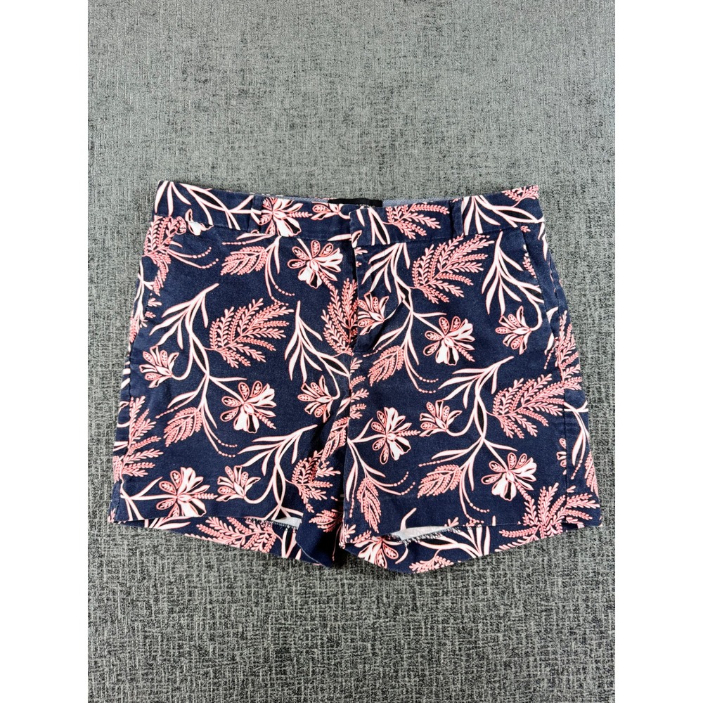 Banana Republic Navy Blue Pink Floral Shorts Womens Size 2 Cotton Blend Stretch